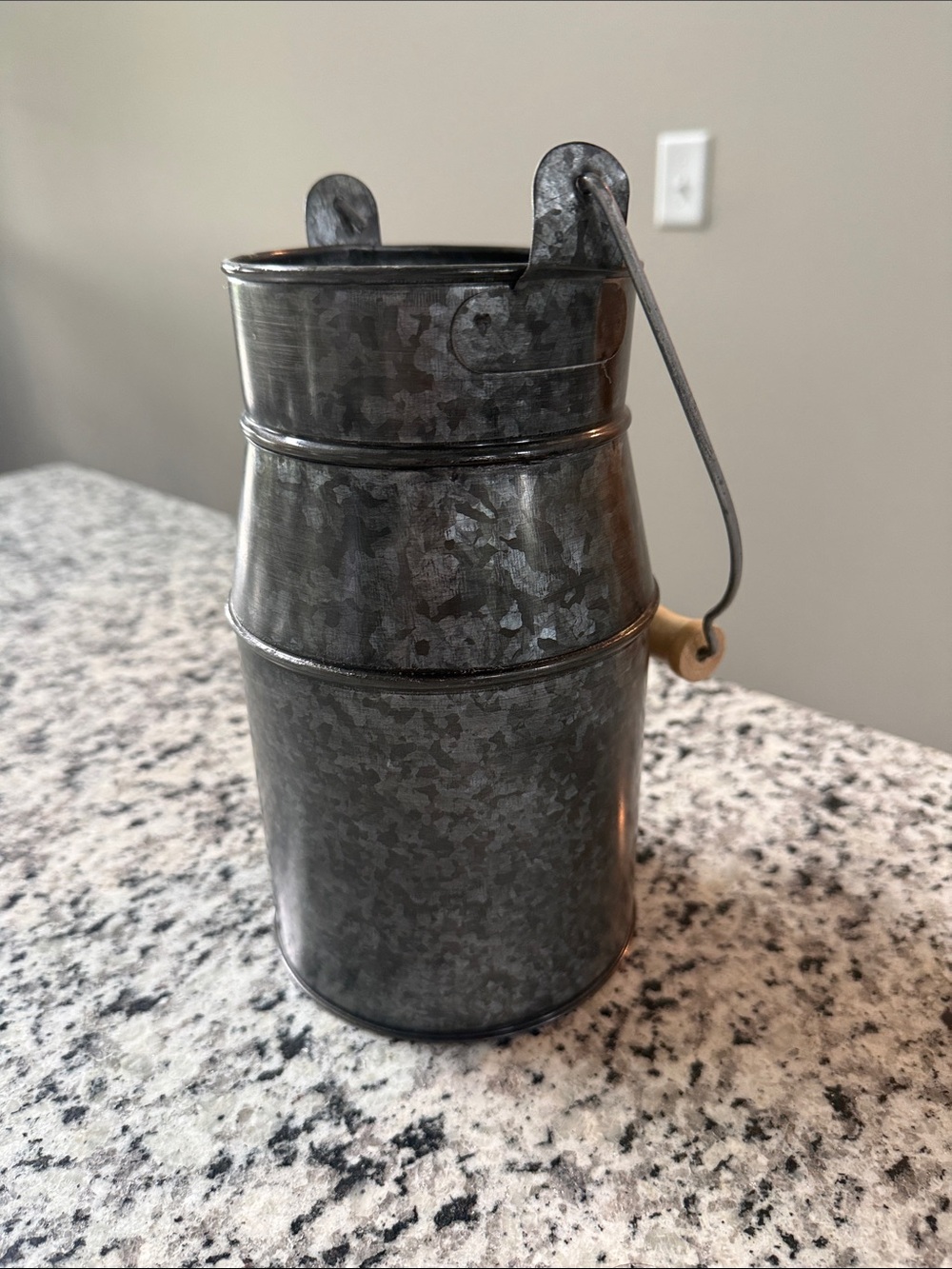 Galvanized Metal Milk Canister - Rustic Gray